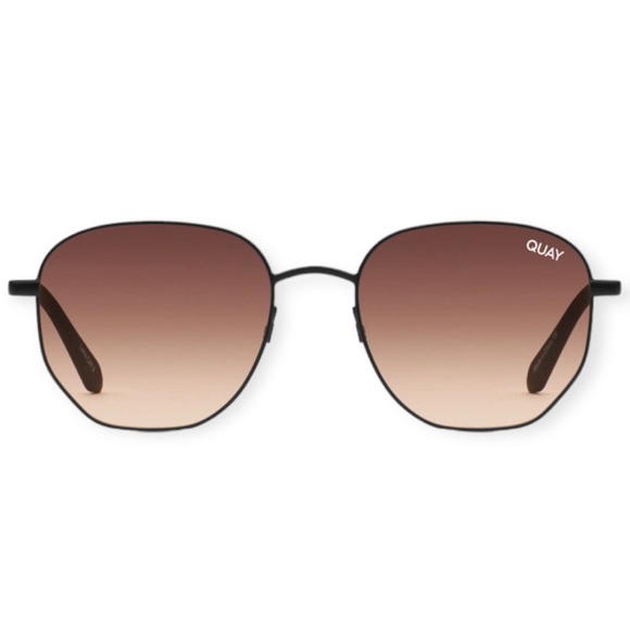 QUAY Big Time Sunglasses Black Frame Brown to Orange Gradient Lenses Unisex NWT - Picture 2 of 12